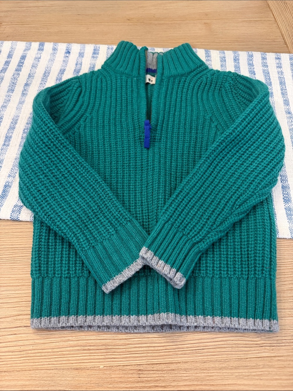 Mini Boden Boys Half Zip Pullover Sweater Green size 5-6Y